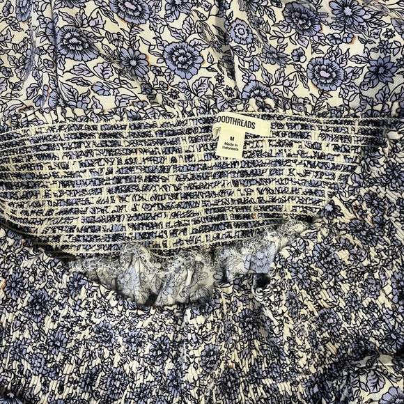 Flare Mini Skirt with White/Blue Floral Print and elastic waistband Sz Medium - Picture 2 of 4